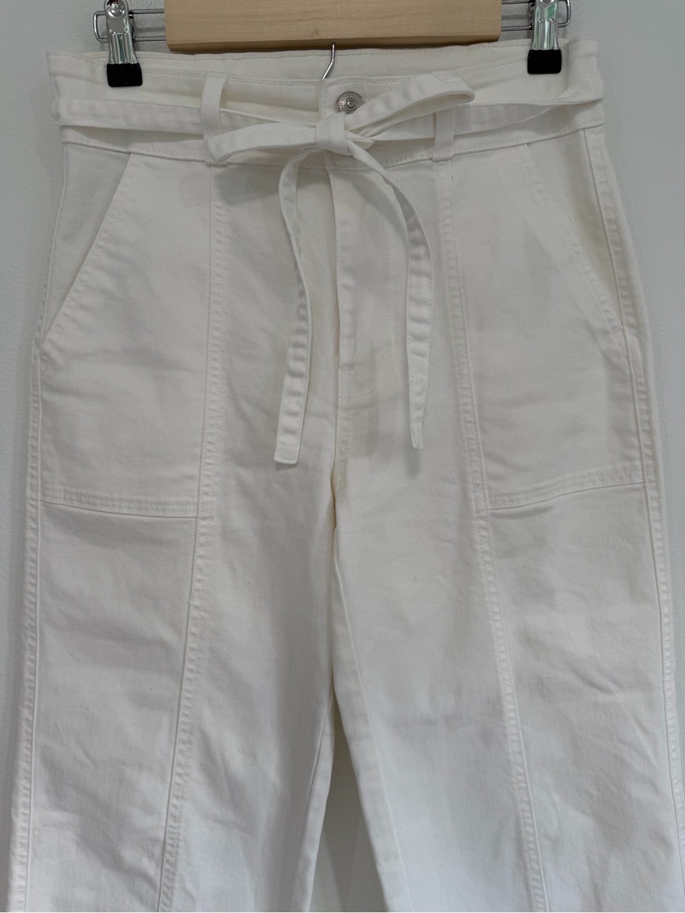 Hudson Wide Leg Pants White Coastal Resort High Rise Relaxed Casual Size 8 - Picture 5 of 7